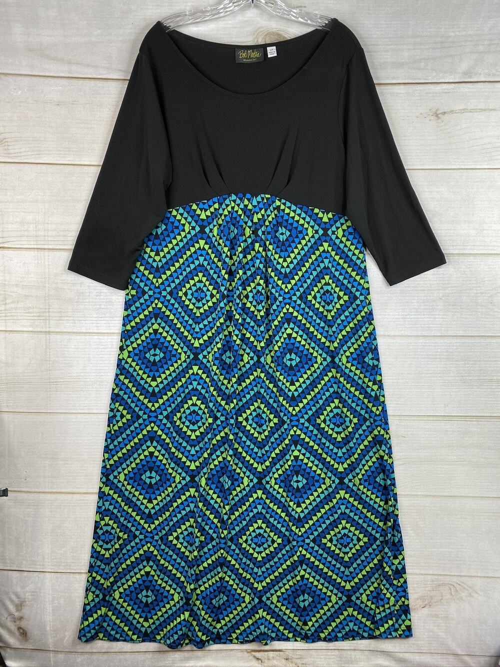 Bob Mackie Dress Womens Petite L Wearable Art Maxi Slinky Knit Pullover Boho